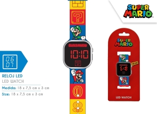 RELOJ LED SUPER MARIO CORREA AZUL