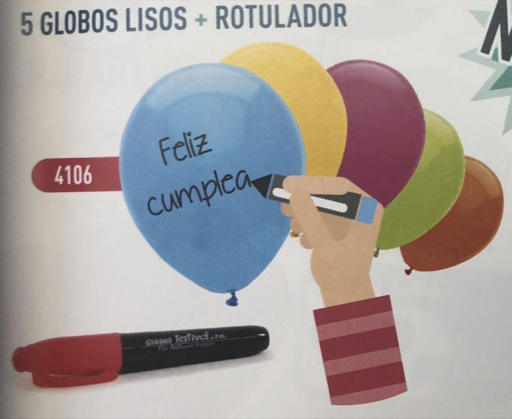 6 GLOBOS LISOS CON ROTULADOR - GLOBEST
