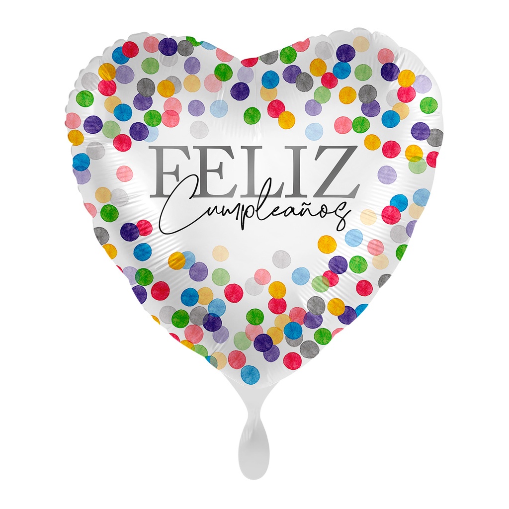 *.17/43CM FELIZ CUMPLEAÑOS CONFETI CORAZON