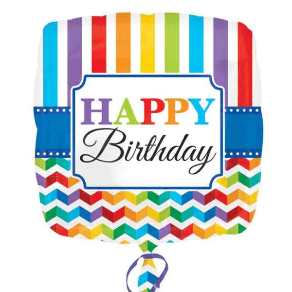 *.18"/45cm (S40) FELIZ CUMPLEAÑOS BRIGHT STRIPE