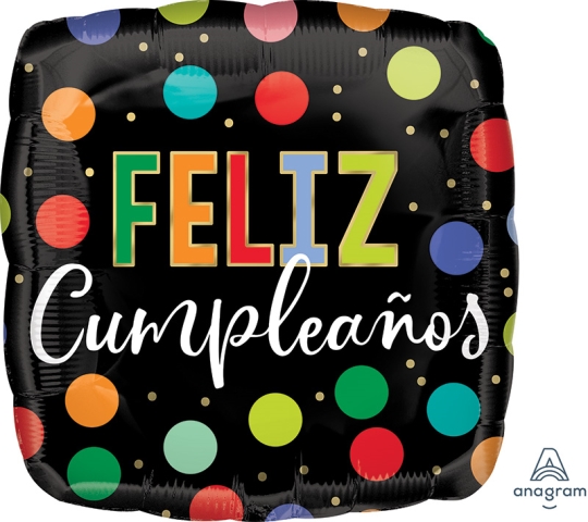 *.18/45CM (S40) FELIZ CUMPLEAÑOS PUNTOS BRILL