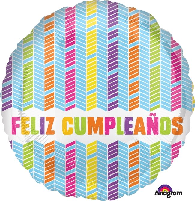 *.18/45CM (S40) FELIZ CUMPLEAÑOS CHEVRON COLORES