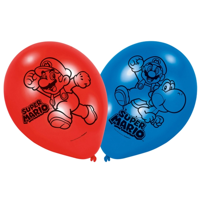 *GLOBOS LATEX 23CM SUPER MARIO (6u)