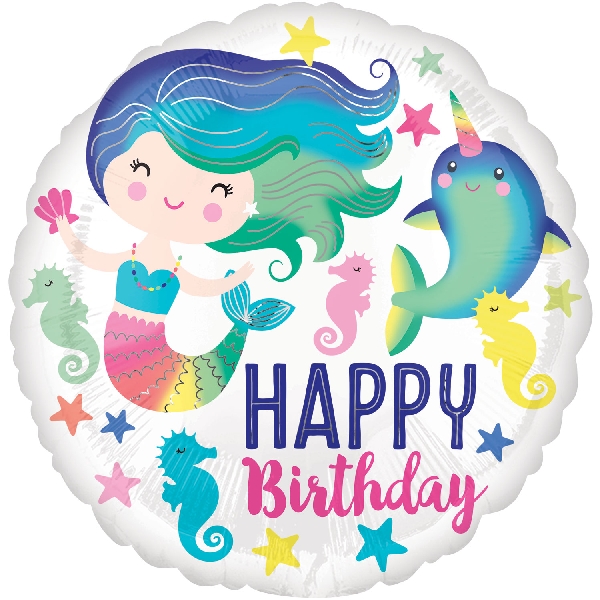 *18/45CM (S40) MERMAID HAPPY BIRTHDAY
