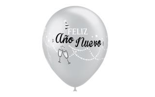 B/ 8 Globos metal. 90cm perim.plata:Año Nuevo