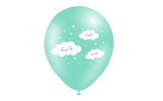 G LATEX V.MENTA.NUBES CON CARITA R-12 BALLONIA (8 UN)