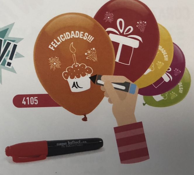 5 GLOBOS IMPRESOS CON ROTULADOR - GLOBEST