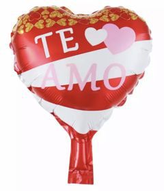 GLOBO CORAZON 10" TE AMO C/CORAZON ROSA Y BLANCO