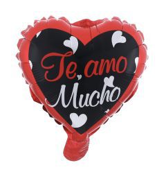 GLOBO CORAZON 10" TE AMO FONDO NEGRO