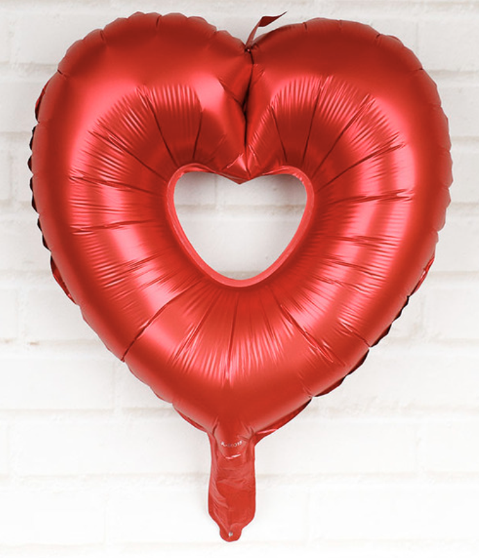 GLOBO CORAZON HUECO SATIN ROJO