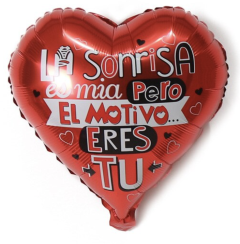 Corazón rojo "La sonrisa es mía…" 18"