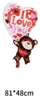 [C2048] GLOBO OSO CON CORAZON I LOVE YOU 81*48 CM