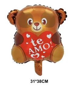 GLOBO OSO CON CORAZON ROJO TE AMO 31*38CM