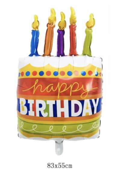 GLOBO FORMAS 83*55 CM TARTA CON VELAS HAPPY BIRHDAY