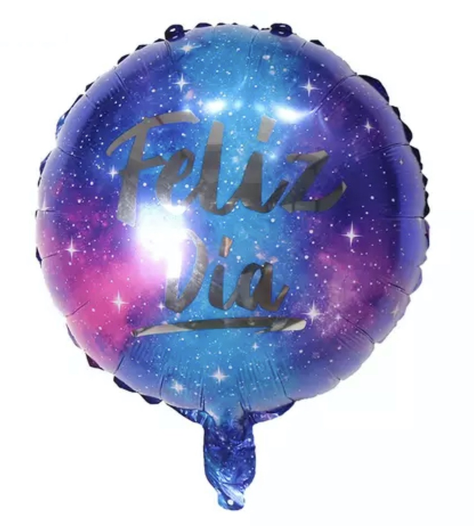CIRCULO 10´FELIZ DIA AZUL LETRAS PLATA