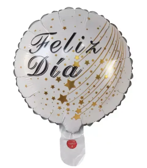 [AL217] CIRCULO 10´FELIZ DIA BLANCO ESTRELLAS ORO