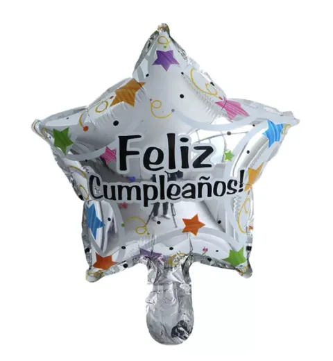 [AL219] ESTRELLA 10´FELIZ CUMPLEAÑOS PLATA CON ESTRELLAS