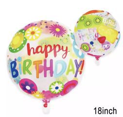 GLOBO TRANSP.HAPPY BIRTHDAY FLORES/HELADOS 18"