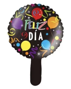 Globo Feliz Día negro globos 10"