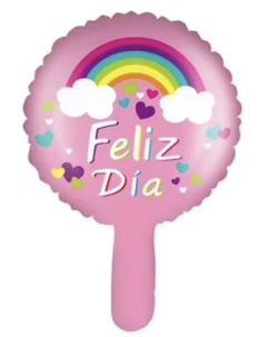 Globo Feliz Día Rosa arco iris 10"