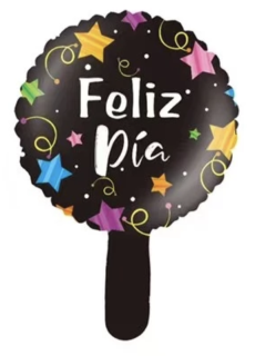 Globo Feliz Día negro estrellas 10"