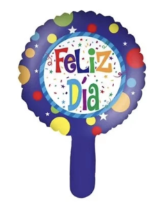 Globo Feliz Día azules circulos 10"