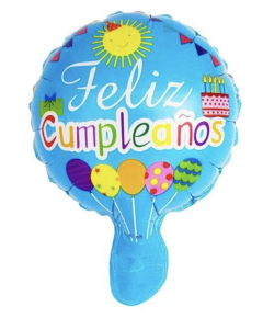 MICRO 6" FELIZ CUMPLEAÑOS AZUL SOL
