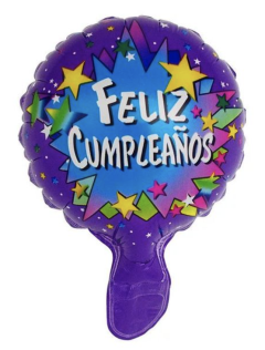MICRO 6" FELIZ CUMPLEAÑOS LILA ESTRELLAS