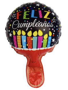 MICRO 6" FELIZ CUMPLEAÑOS NEGRO VELAS