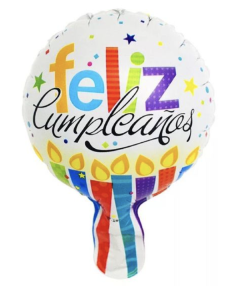 MICRO 6" FELIZ CUMPLEAÑOS BLANCO VELAS