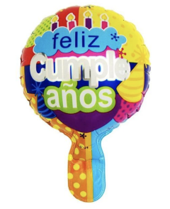 MICRO 6" FELIZ CUMPLEAÑOS VELAS,GORRITOS Y LUNARES
