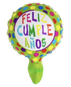 MICRO 6" FELIZ CUMPLEAÑOS VERDE LUNARES