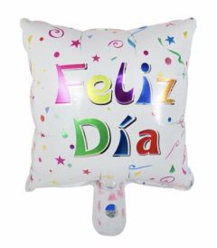 GLOBO CUADRADO 10´ FELIZ DIA BLANCO CONFETI