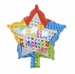 GLOBO ESTRELLA 10´ FELIZ CUMPLEAÑOS CON ESTRELLA INTERIOR
