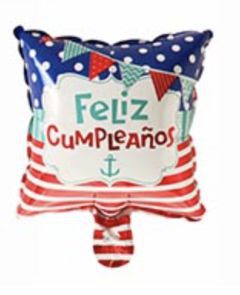 GLOBO CUADRADO 10´ FELIZ CUMPLEAÑOS MARINERO