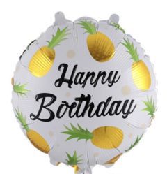GLOBO CIRCULO 18´ HAPPY BIRTHDAY PIÑAS LETRAS NEGRAS