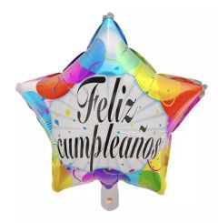 GLOBO CIRCULO 18´ FELIZ CUMPLEAÑOS ESTRELLA GLOBOS COLORES