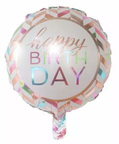 GLOBO CIRCULO 18´ HAPPY BIRTHDAY ORO ROSA