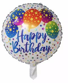 GLOBO CIRCULO 18´ HAPPY BIRTHDAY GLOBOS CON ESTRELLAS