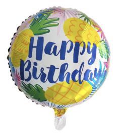 GLOBO CIRCULO 18´ HAPPY BIRTHDAY PIÑAS LETRAS AZULES