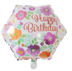 GLOBO HEXAGONO 18´ HAPPY BIRTHDAY FLORES