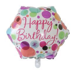 GLOBO HEXAGONO 18´ HAPPY BIRTHDAY TOPOS