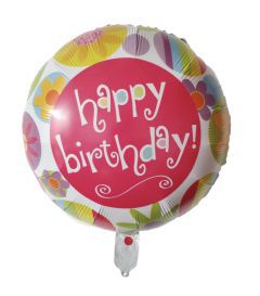 GLOBO CIRCULO 18´ HAPPY BIRTHDAY CON CIRCULO ROSA