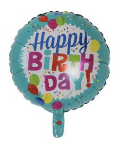 GLOBO CIRCULO 18´ HAPPY BIRTHDAY TURQUESA