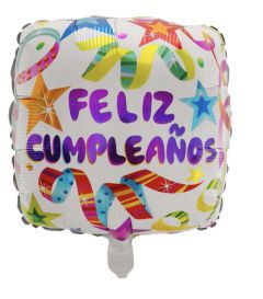 GLOBO CUADRADO 18´ FELIZ CUMPLEAÑOS CONFETI GRUESO
