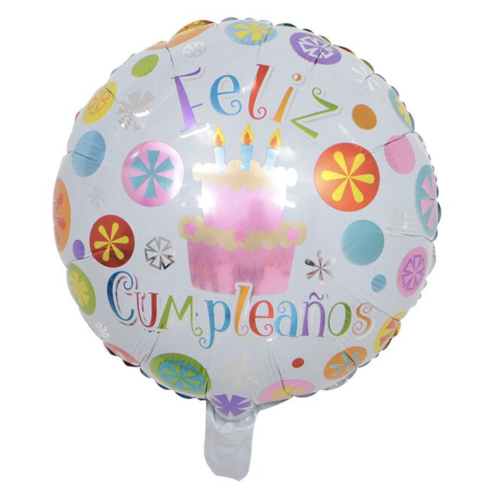 18´globo Feliz cumpleaños blanco