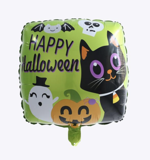 GLOBO 18´CUADRADO HAPPY HALLOWEEN VERDE