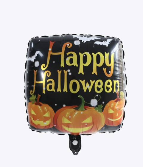 GLOBO 18´CUADRADO HAPPY HALLOWEEN NEGRO