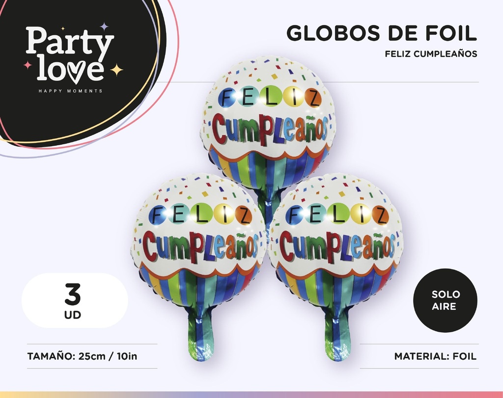 GLOBO FOIL CUMPLE CUP CAKE 10 " 3 UDS SOLO AIRE