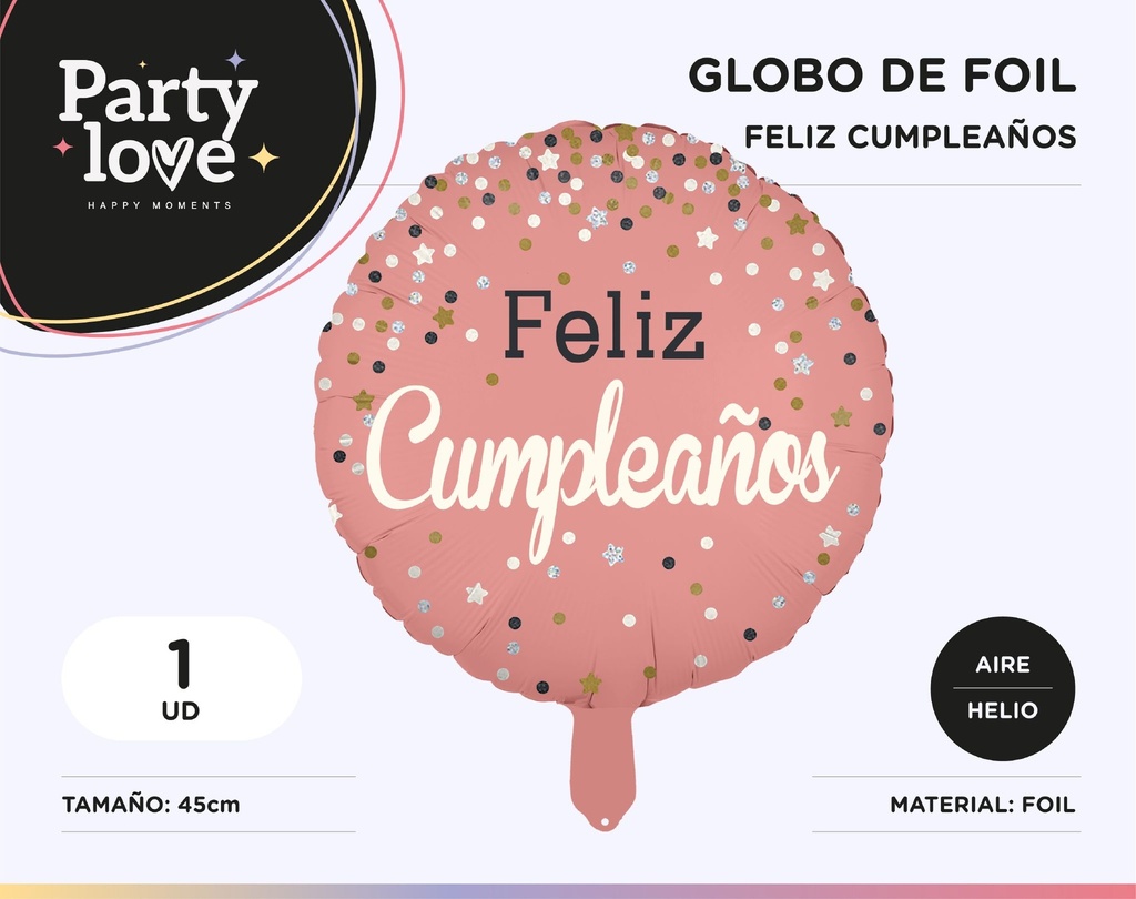 GLOBO CUMPLE ROSA PUNTOS 18"